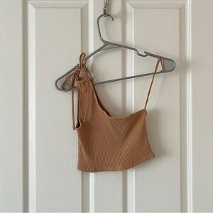 Aerie Outfitters Tan Ribbed Crop Top